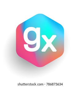 Letter GX logo in hexagon shape and colorful background, letter combination logo design for business and company identity.
