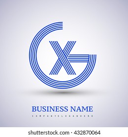 Letter GX or XG linked logo design circle G shape. Elegant blue colored, symbol for your business name or company identity.