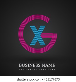Letter GX or XG linked logo design circle G shape. Elegant red and blue colored, symbol for your business name or company identity.