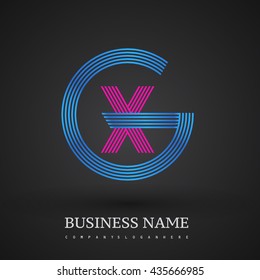 Letter GX or XG linked logo design circle G shape. Elegant blue and red colored, symbol for your business name or company identity.