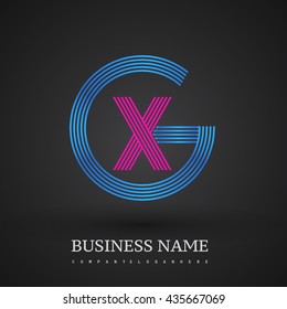 Letter GX or XG linked logo design circle G shape. Elegant blue and red colored, symbol for your business name or company identity.