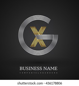 Letter GX or XG linked logo design circle G shape. Elegant silver and gold colored, symbol for your business name or company identity.