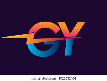 Letter GY logo with Lightning icon, letter combination Power Energy Logo design for Creative Power ideas, web, business and company.