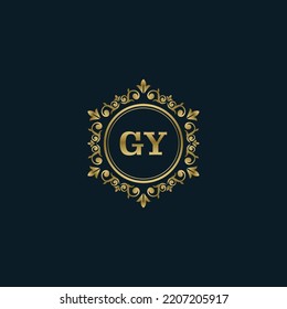 Letter GY logo with Luxury Gold template. Elegance logo vector template.