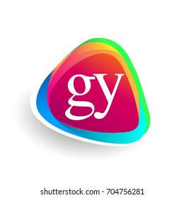 Letter GY logo in triangle shape and colorful background, letter combination logo design for company identity.