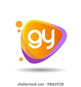 Letter GY logo in triangle splash and colorful background, letter combination logo design for creative industry, web, business and company.