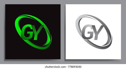 letter GY logotype design for company name colored Green swoosh and grey. vector set logo design for business and company identity.

