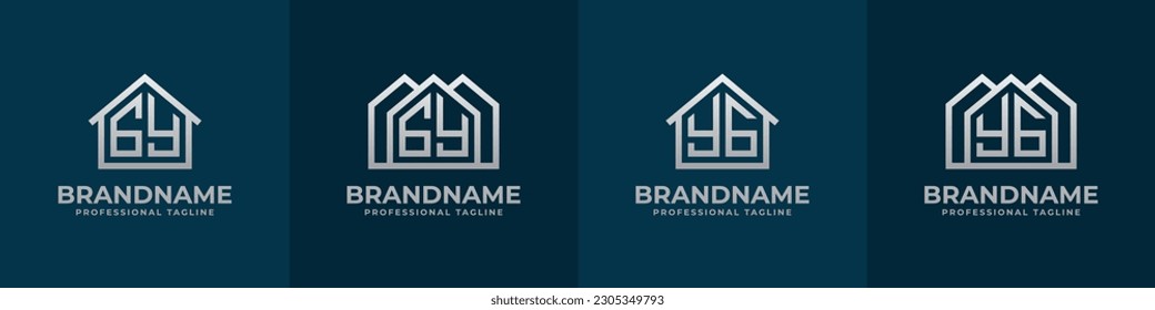 Letter GY and YG Home Logo Set. Suitable for any business related to house, real estate, construction, interior with GY or YG initials.