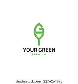 Letter GY or YG leaf shape logo design. Minimal icon vector illustration