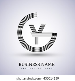 Letter GY or YG linked logo design circle G shape. Elegant black colored, symbol for your business name or company identity