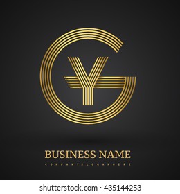 Letter GY or YG linked logo design circle G shape. Elegant golden colored, symbol for your business name or company identity.