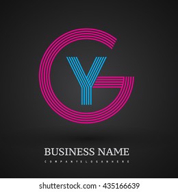 Letter GY or YG linked logo design circle G shape. Elegant red and blue colored, symbol for your business name or company identity.