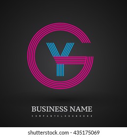 Letter GY or YG linked logo design circle G shape. Elegant red and blue colored, symbol for your business name or company identity.