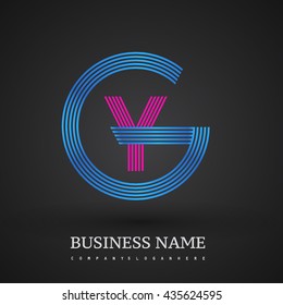 Letter GY or YG linked logo design circle G shape. Elegant blue and red colored, symbol for your business name or company identity.