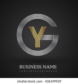 Letter GY or YG linked logo design circle G shape. Elegant silver and gold colored, symbol for your business name or company identity.