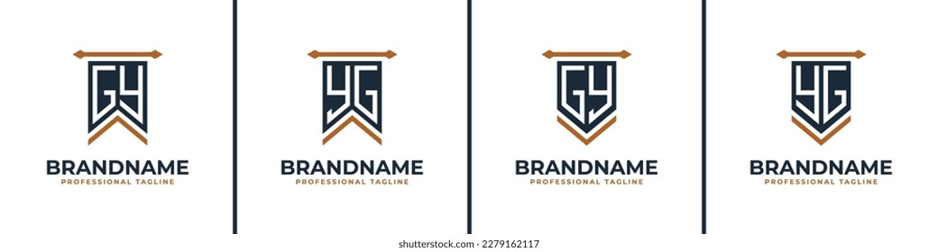 Letter GY and YG Pennant Flag Logo Set, Represent Victory. Suitable for any business with GY or YG initials.