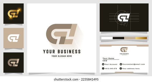 Logo de monograma de carta GZ o CZ con diseño de tarjeta de visita
