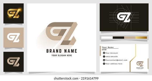 Letter GZ or GL monogram logo with business card design