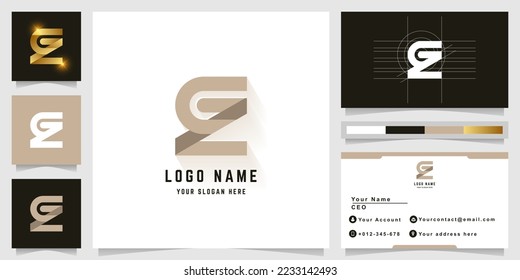 Letter GZ or GL monogram logo with business card design
