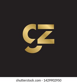 Letter gz linked lowercase logo design template elements. Gold letter Isolated on black  background. Suitable for business, consulting group company.