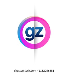 Letter GZ logo with colorful circle, letter combination logo design with ring, circle object for creative industry, web, business and company.
