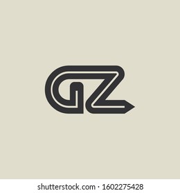 Letter GZ pencil shape logo design. Link icon in flat style isolated on grey background. Graphic alphabet symbol for your corporate business identity, website, app, UI. Arts logo design inspiration.