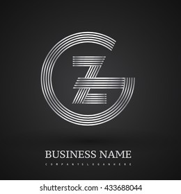 Letter GZ or ZG linked logo design circle G shape. Elegant silver colored, symbol for your business name or company identity.