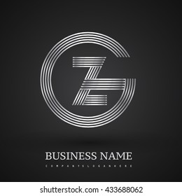 Letter GZ or ZG linked logo design circle G shape. Elegant silver colored, symbol for your business name or company identity.