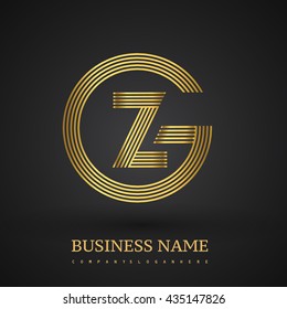 Letter GZ or ZG linked logo design circle G shape. Elegant golden colored, symbol for your business name or company identity.