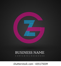Letter GZ or ZG linked logo design circle G shape. Elegant red and blue colored, symbol for your business name or company identity.