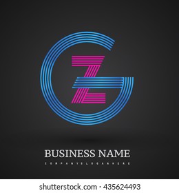 Letter GZ or ZG linked logo design circle G shape. Elegant blue and red colored, symbol for your business name or company identity.