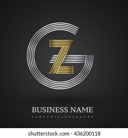 Letter GZ or ZG linked logo design circle G shape. Elegant silver and gold colored, symbol for your business name or company identity.