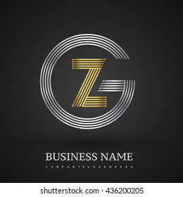 Letter GZ or ZG linked logo design circle G shape. Elegant silver and gold colored, symbol for your business name or company identity.