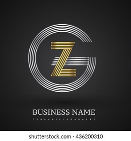 Letter GZ or ZG linked logo design circle G shape. Elegant silver and gold colored, symbol for your business name or company identity.