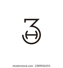 Letter H in 3 circle geometric symbol simple logo vector