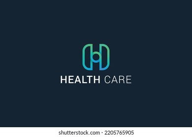 Letter H 3d blue gradient modern health care logo