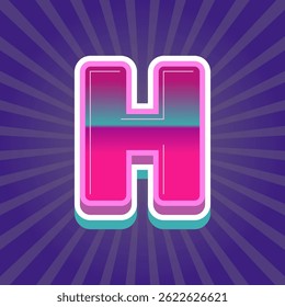 Letter H 3D Candy Alphabet Gradient isolated on Vintage Background. Text Effect. Alphabet Letter Vector. High Quality Vector