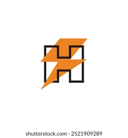 letter h 3d flat bolt thunder overlap colorful logo vector 