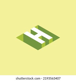 Letter H 3d Isometric logo icon