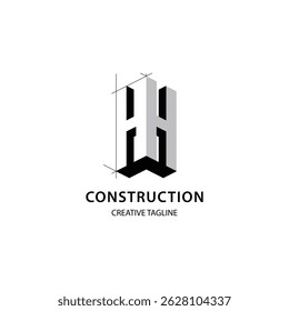Letter H 3D logo for construction and architecture company. property logo design template for your brand
