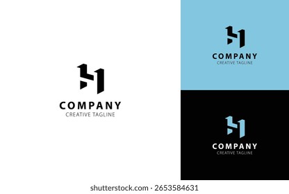 Letra H Diseño de logotipo 3D con vista isométrica superior izquierda para su empresa