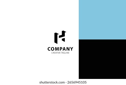 Letra H Diseño de logotipo 3D en vista isométrica superior derecha para su negocio