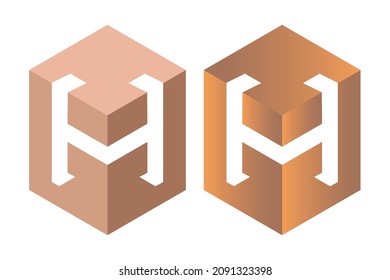 Letter H 3d polygon logo design vector icon symbol template