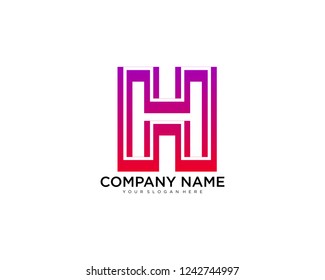 letter H 3d style, initial logo template vector.