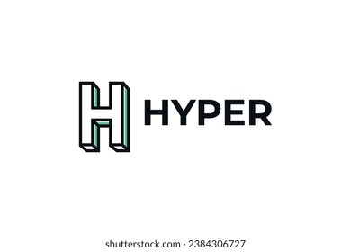 letter h 3d vector template logo design