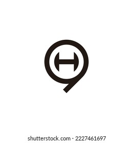 Letter H in 9, circle geometric symbol simple logo vector