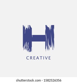 Letter H Abstract Brush Stroke  Logo design. Classy monogram Paint Logo Letter Icon with Elegant  brush shape Vector Design concept.