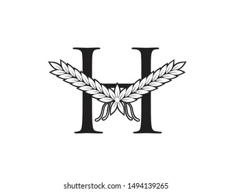 LETTER H WITH ABSTRACT DRAWING