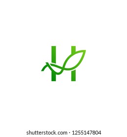 Letter H abstract leaf logo icon template