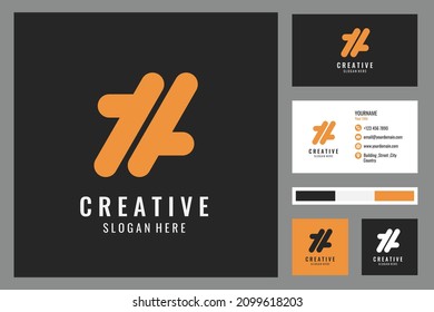 Buchstabe h abstraktes Logo-Design und VisitenkartenPremium-Vektorgrafik